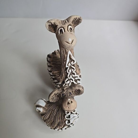 Llama Alpaca Artesania Rinconada Vtg Pair Mom Baby Art Pottery Figurines Retired - Picture 2 of 14